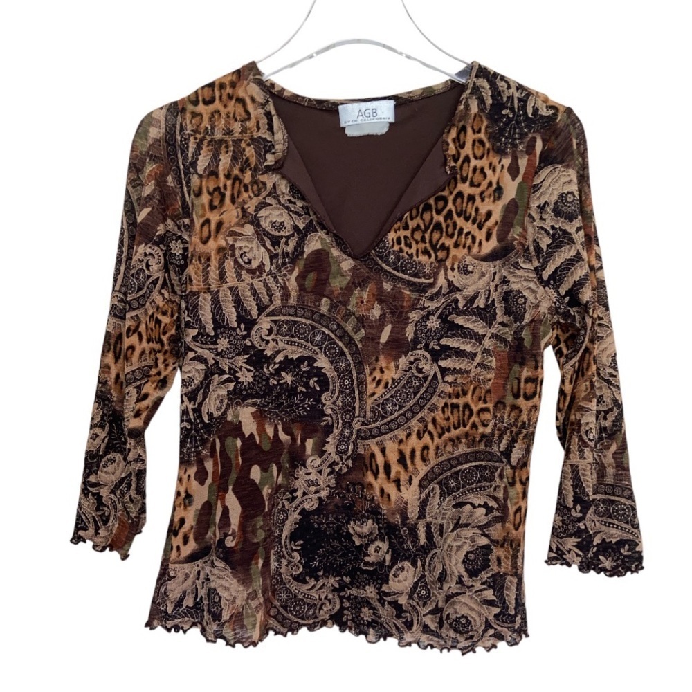AGB Byer California Brown Animal Print Abstract Design. Size Medium